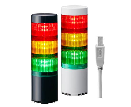 Patlite LR6-3USBK-RYG Lystårn 60mm, 3 farger, lyd, direkte, USB 