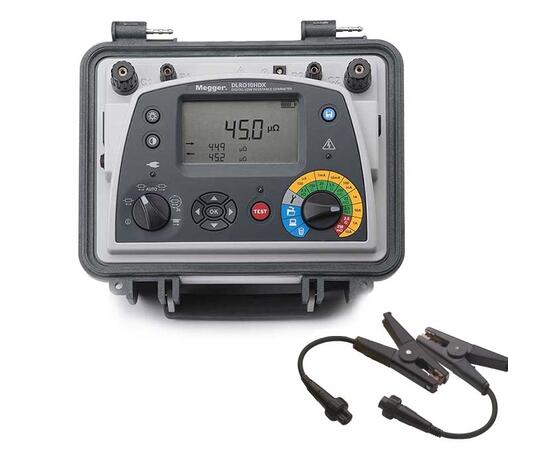 Megger DLRO10HDX Lav Resistans Ohmmeter 10A m/minnefunksjon, KC1-Kelvin clip, 3m 