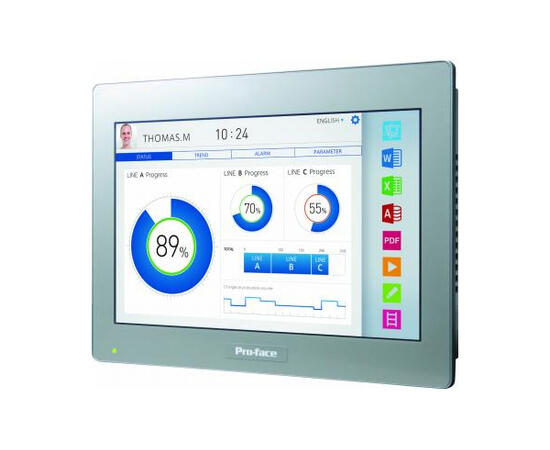Pro-face SP5600WAD HMI Advanced 12" Wide, 262k farger, 24V DC, 1280x800 
