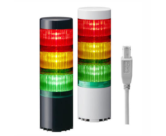 Patlite LR6-3USBW-RYG Lystårn 60mm, 3 farger, lyd, direkte, USB