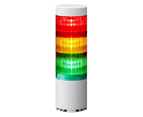 Patlite LR6-3USBW-RYG USB-Lystårn Ø60, Rø-Gu-Gr, m/lyd, Off-White, Direkte 