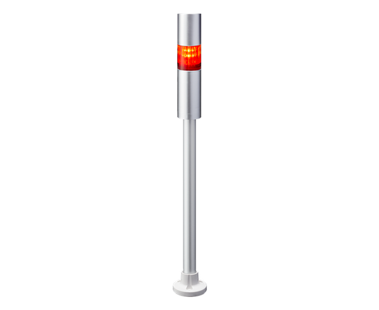 Patlite LR4-102PJBU-R, Rør-Cir, Kabel Ø40, Rø, 24VDC, Sølv, Lyd 