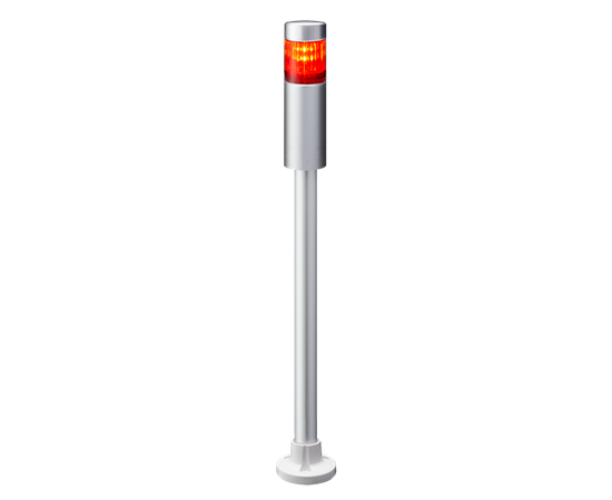 Patlite LR4-102PJNU-R, Rør-Cir, Kabel Ø40, Rø, 24VDC, Sølv 
