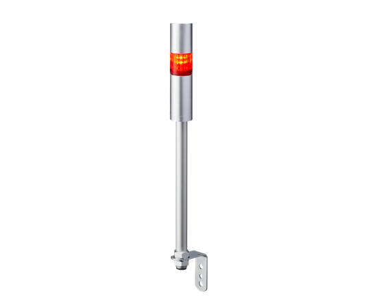 Patlite LR4-102LJBU-R, Rør-L, Kabel Ø40, Rø, 24VDC, Sølv, Lyd 