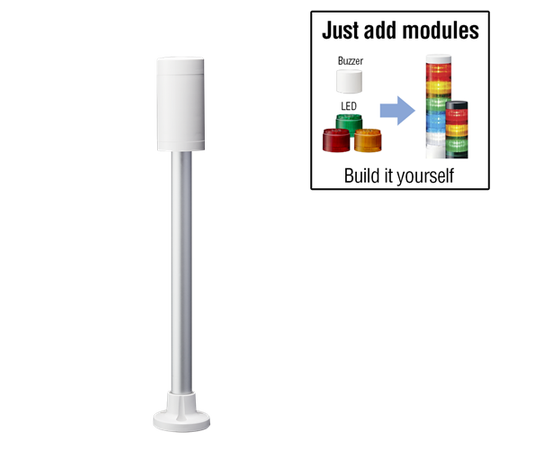Patlite LR5-01PJNW Base Ø50, 12V DC, White, Rør-Sirkel, Kabel 