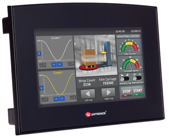 Unitronics Samba SM70-J-RA22 7"PLS/HMI 8DI, 2DI/AI, 2DI/PT100/TC, 2AO, 8RO 